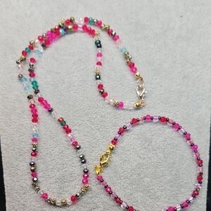 Colorful Beaded Necklace and Bracelet Set
